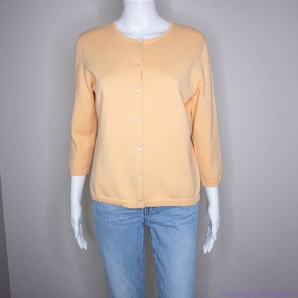 Lauren Ralph Lauren light yellow cardigan sweater, size Petite Small - Picture 13 of 16